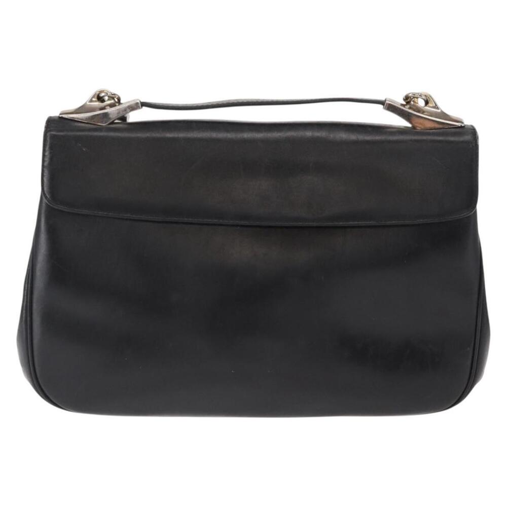 Christian Dior Hand Bag Calf Skin 2way Black Silver Auth 160958 - Picture 2 of 16